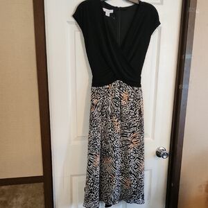 Dress Barn Black and Orange V-Neck Sundress